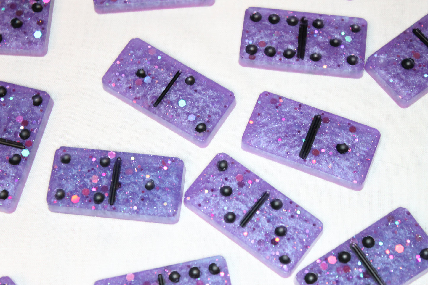 Purple Glitter Resin Domino Set β Custom Handmade Game Gift