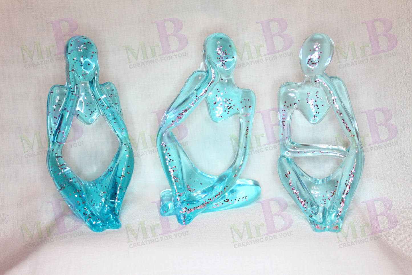 Handmade Resin Figurines – Ocean Aqua Sparkle Décor Set